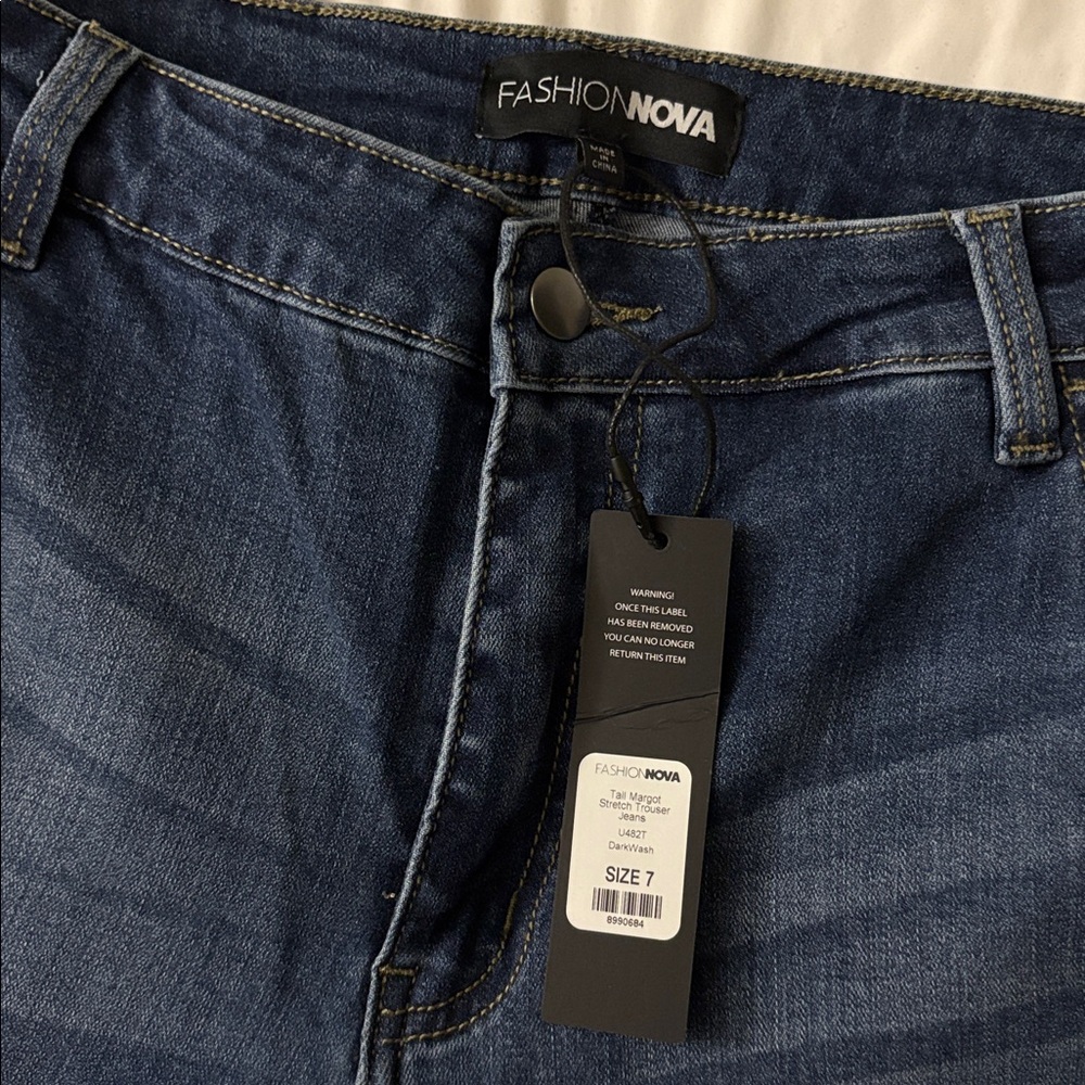 Fashion Nova baggy straight leg dark blue jeans - Picture 4 of 6